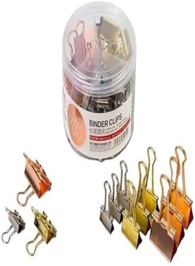 BELAL Bulldog DL6184 Colored Paper Binder Clip in Jar 48 Pieces, Silver/Gold/Copper